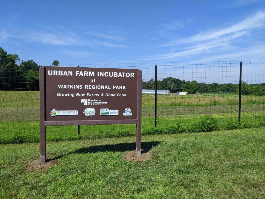 Urban Farm Incubator at Watkins Regional Park Sign