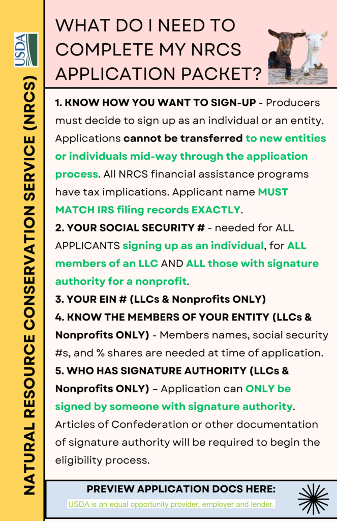 What to bring when applying for NRCS programs